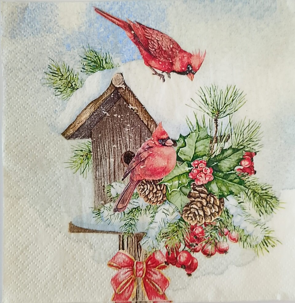 tovaglioli per decoupage uccellini rossi e decori natalizi arti e grafica busta da 2 pezzi 33x33