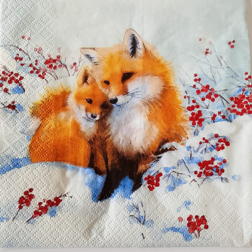 tovaglioli per decoupage volpi sulla neve arti e grafica busta da 2 pezzi 33x33