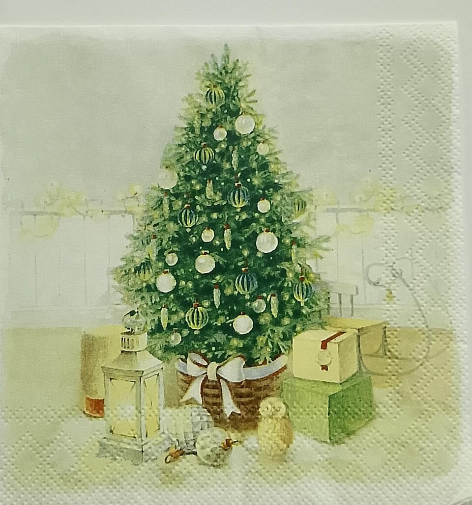 tovaglioli per decoupage albero con addobbi arti e grafica busta da 2 pezzi 25x25