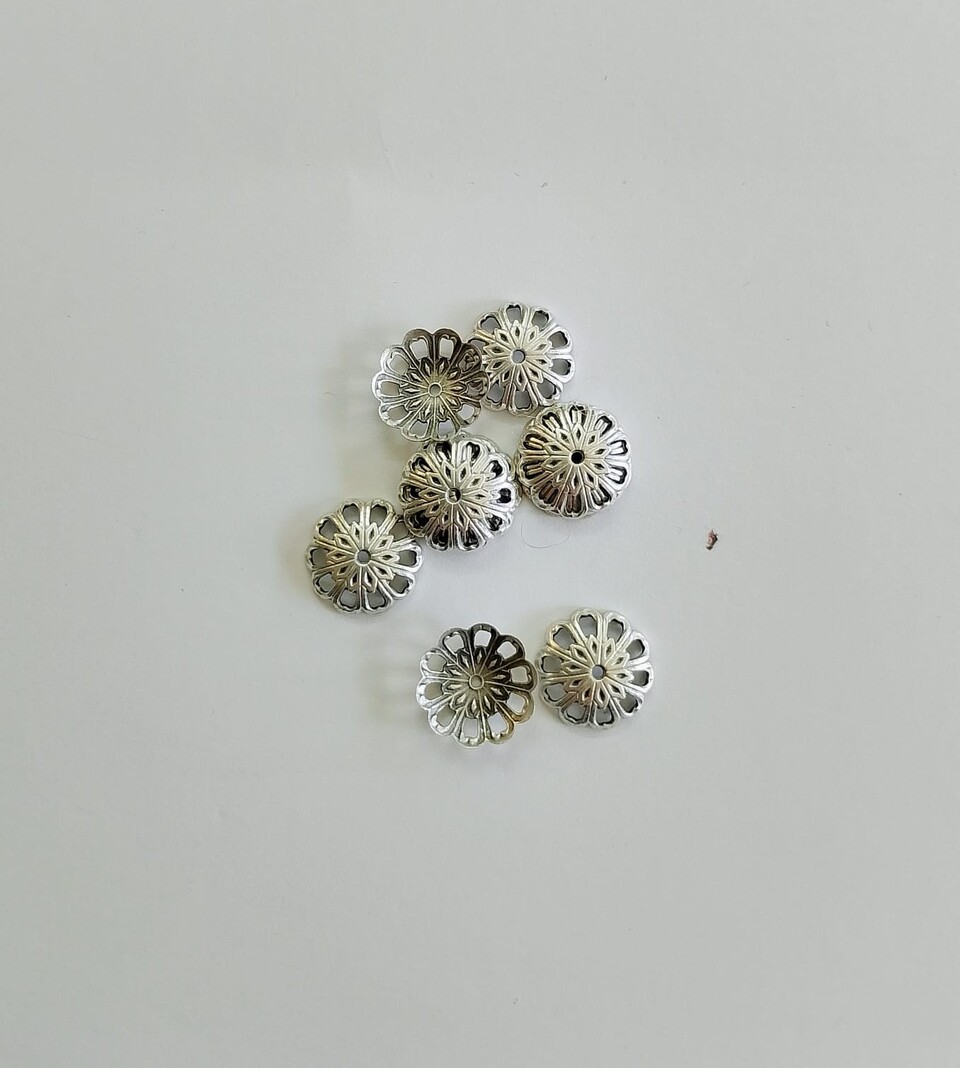 coppette copriperle colore argento 11mm menoni busta da 20 pezzi