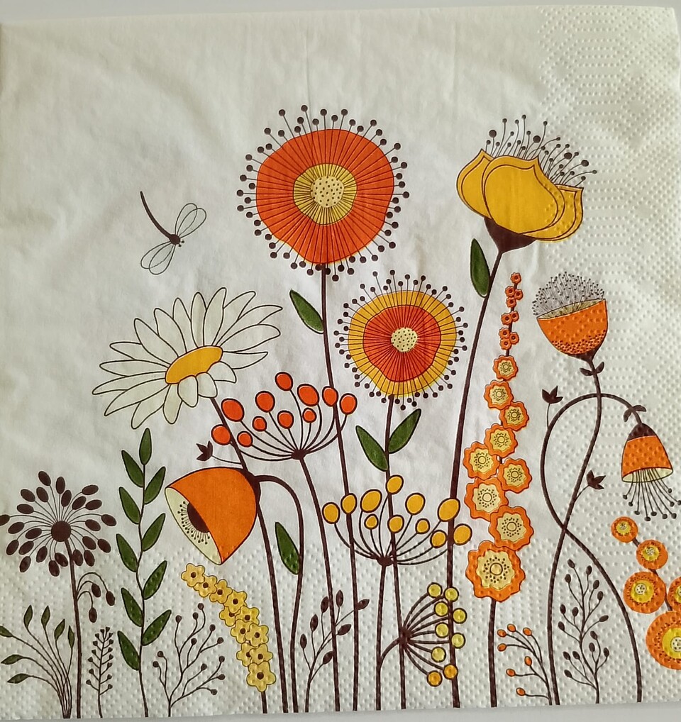 Tovaglioli per decoupage  fiori astratti arti e grafica busta da 2 pezzi 33x33