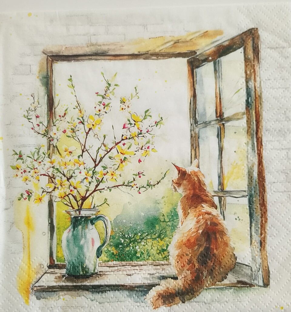 tovaglioli per decoupage gatti alla finestra arti e grafica busta da 2 pezzi 33x33 cm