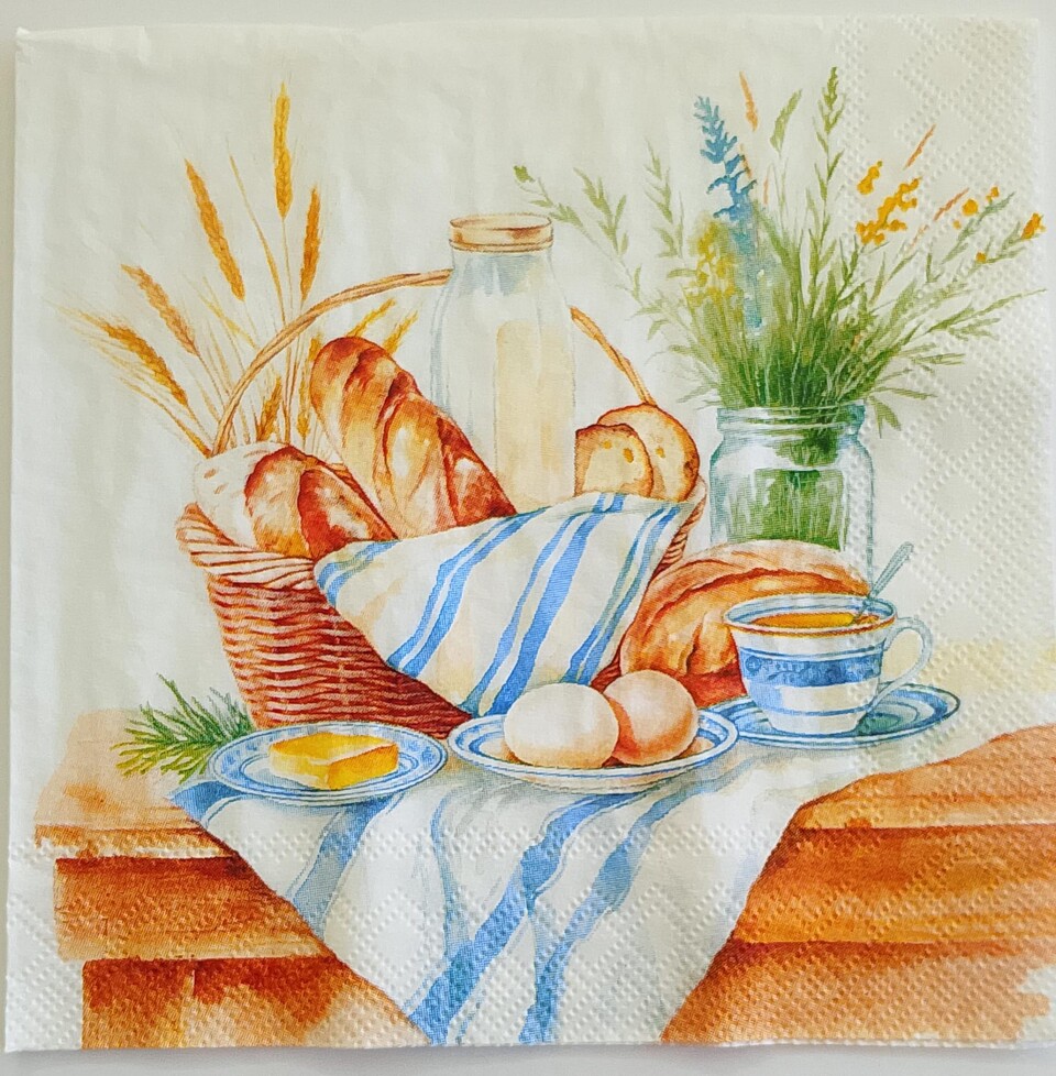 tovaglioli per decoupage cesto col pane arti e grafica busta da 2 pezzi 25 x 25