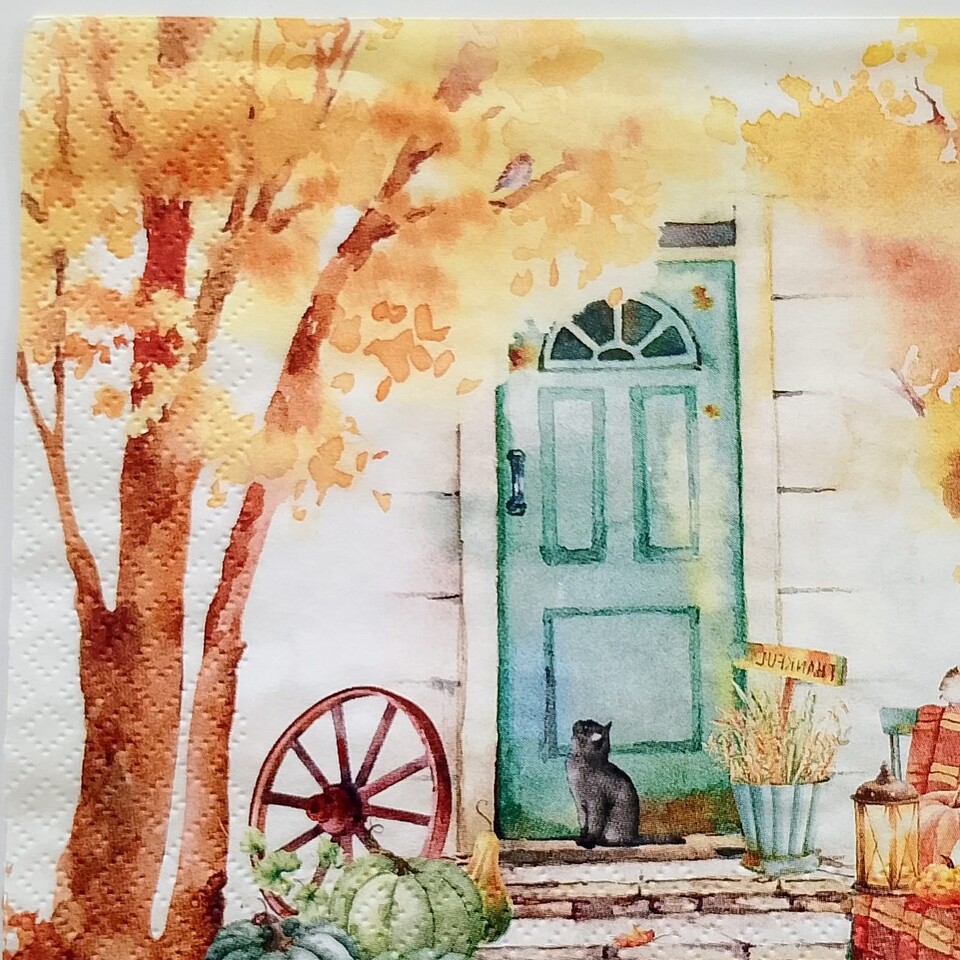 tovaglioli per decoupage paesaggio autunnale con zucche arti e grafica busta da 2 pezzi 30x30