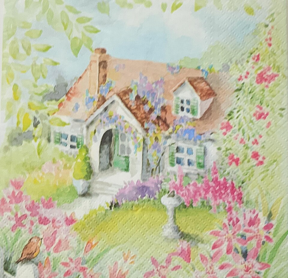 Tovaglioli per decoupage paesaggio con casa arti e grafica busta da 2 pezzi 33 x 33 cm