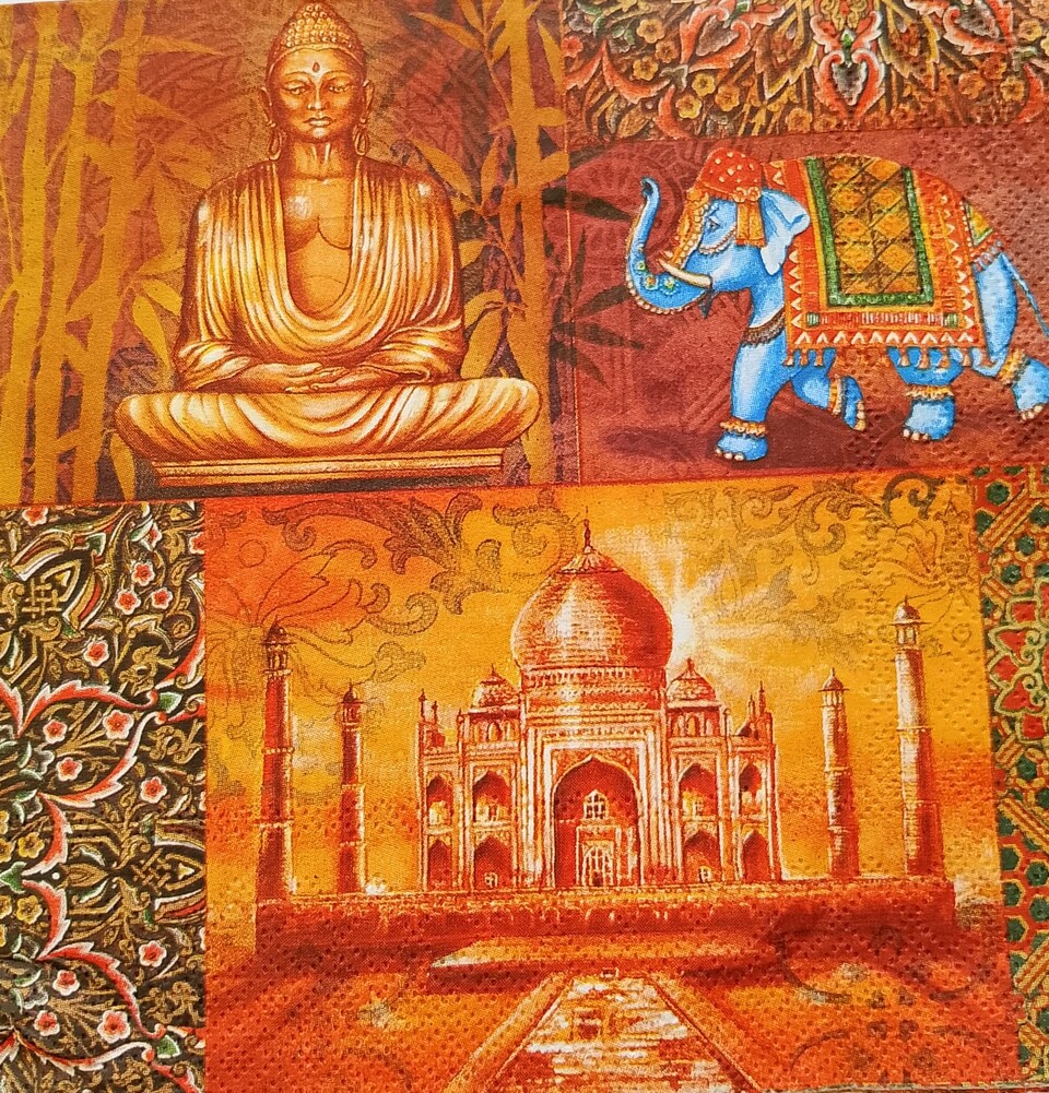 Tovaglioli per decoupage india arti e grafica busta da 2 pezzi 33x33 cm
