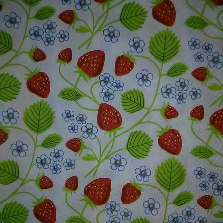 Tovagliolo per decoupage con fragole e fiori arti e grafica busta da 2 pezzi 33 x 33 cm