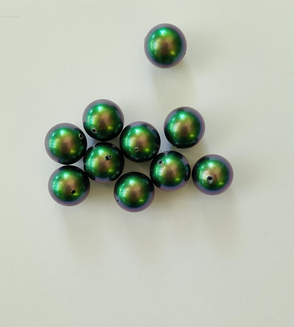 perle swarovski 5810 crystal scarabaeus green pearl busta da 10 pezzi 10mm