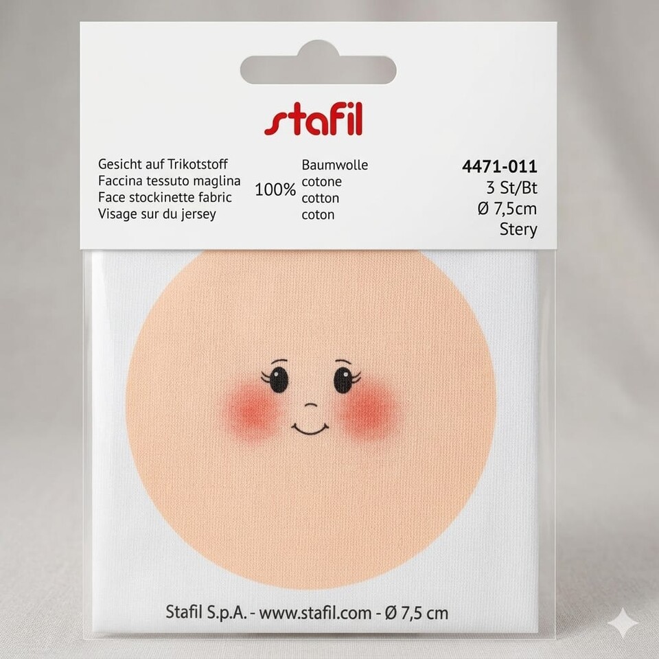 faccina tessuto in maglina diametro 7,5cm Stafil busta da 3 pezzi