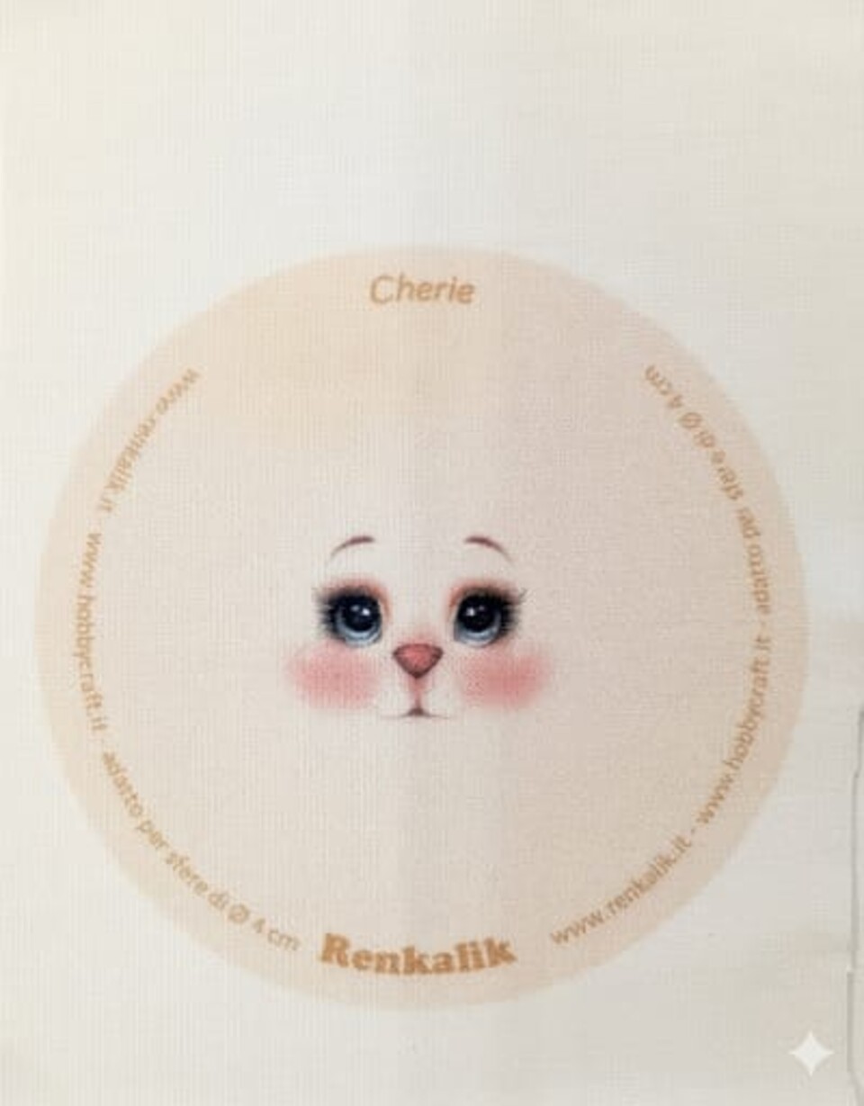 faccina tessuto in maglina Cherie diametro 7,5cm renkalik busta da 3 pezzi