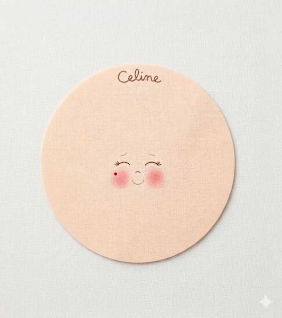 faccina tessuto in maglina Celine diametro 7,5cm renkalik busta da 3 pezzi