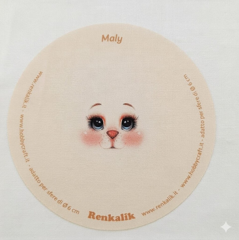 faccina tessuto in maglina Maly diametro 13cm renkalik busta da 2 pezzi