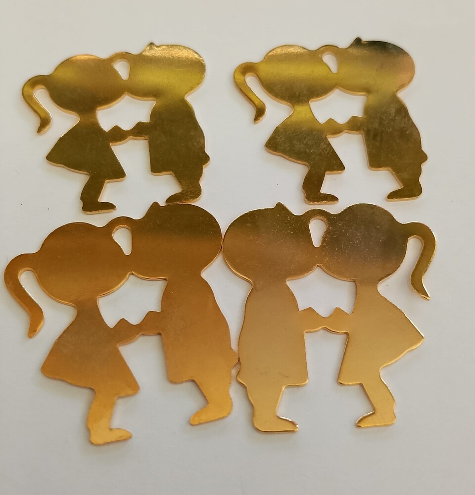 ciondolo bambini  love38 mm ottone nichel free oro menoni busta da 4 pezzi