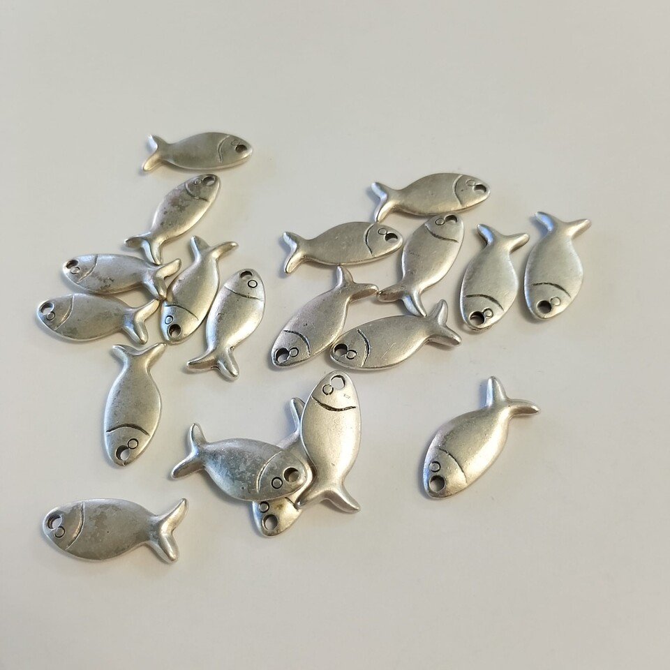 ciondolo pesci argento chiaro mm18 menoni busta da 20 pezzi