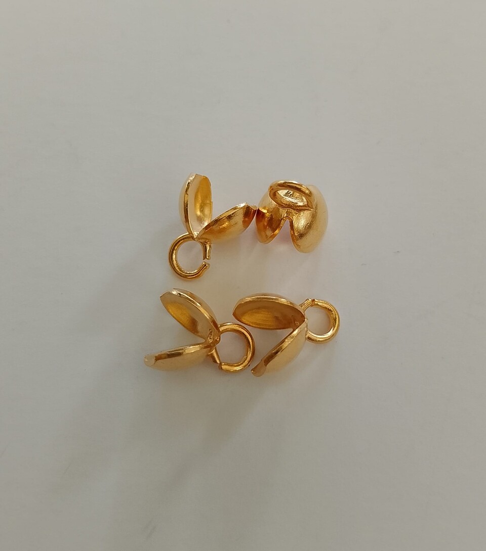 Terminale per cordini a coppetta con asola 7mm oro menoni busta da 4 pezzi