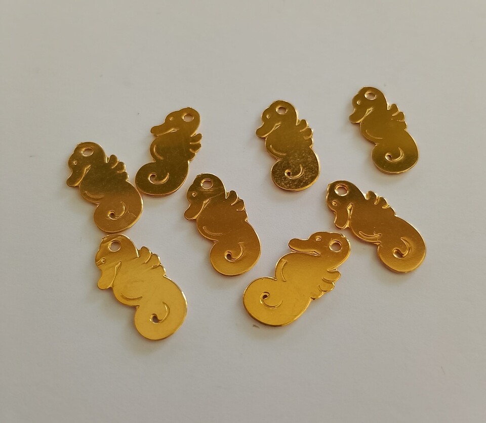Ciondolo cavalluccio marino 15 mm colore oro menoni busta da 10 pezzi