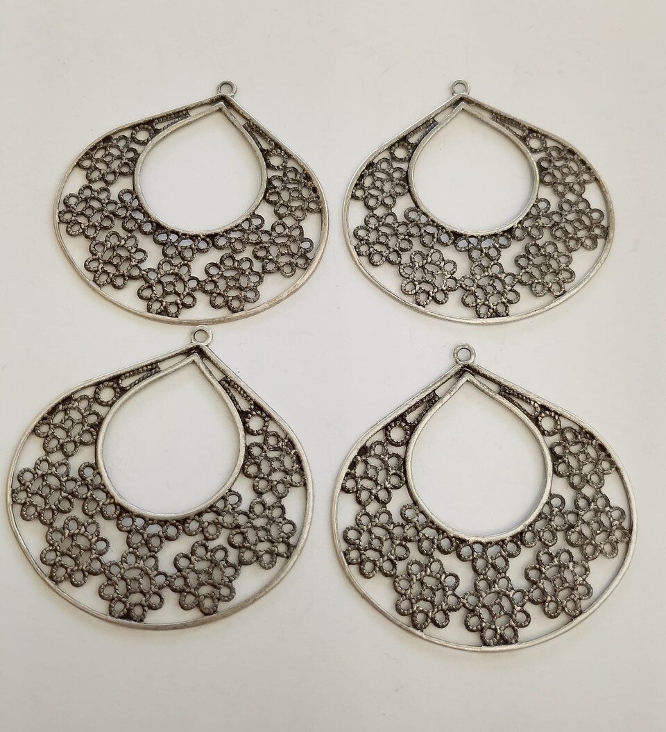 Coppia orecchino goccia filigrana mm 40 argento antico menoni busta da 2 coppie
