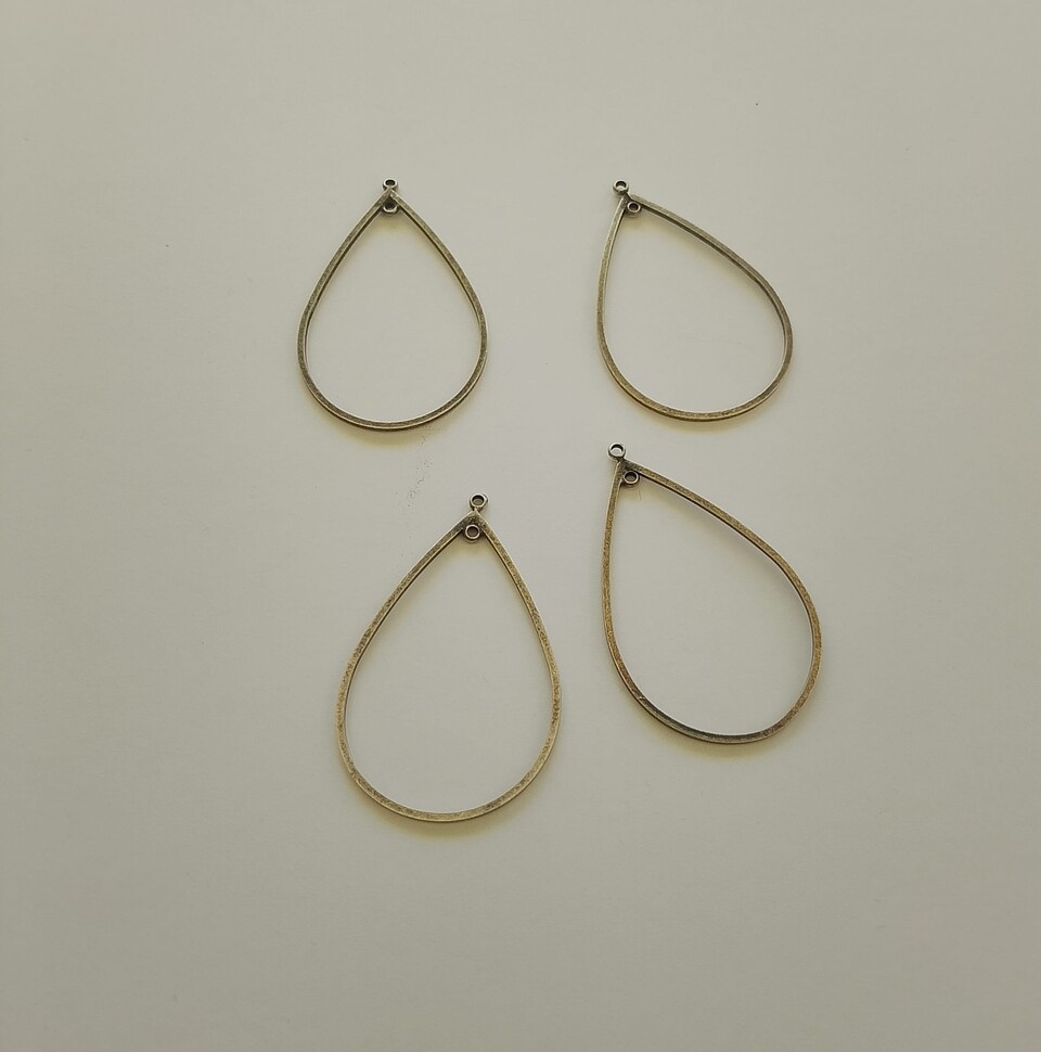 ovali per orecchini a goccia con foro centrale per perle argento 43 mm x 26 mm menoni busta da 4 pezzi