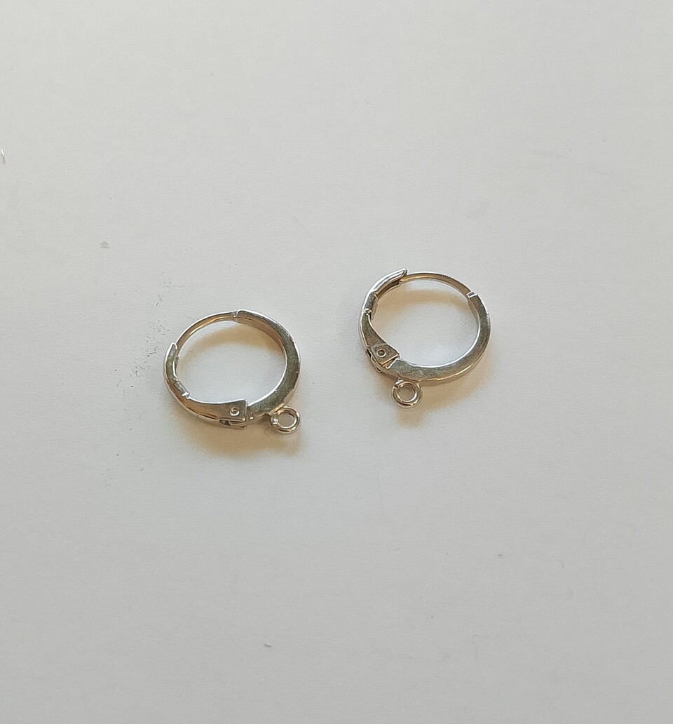 Base per orecchino tondo colore argento diametro12mm menoni busta da 5 coppie