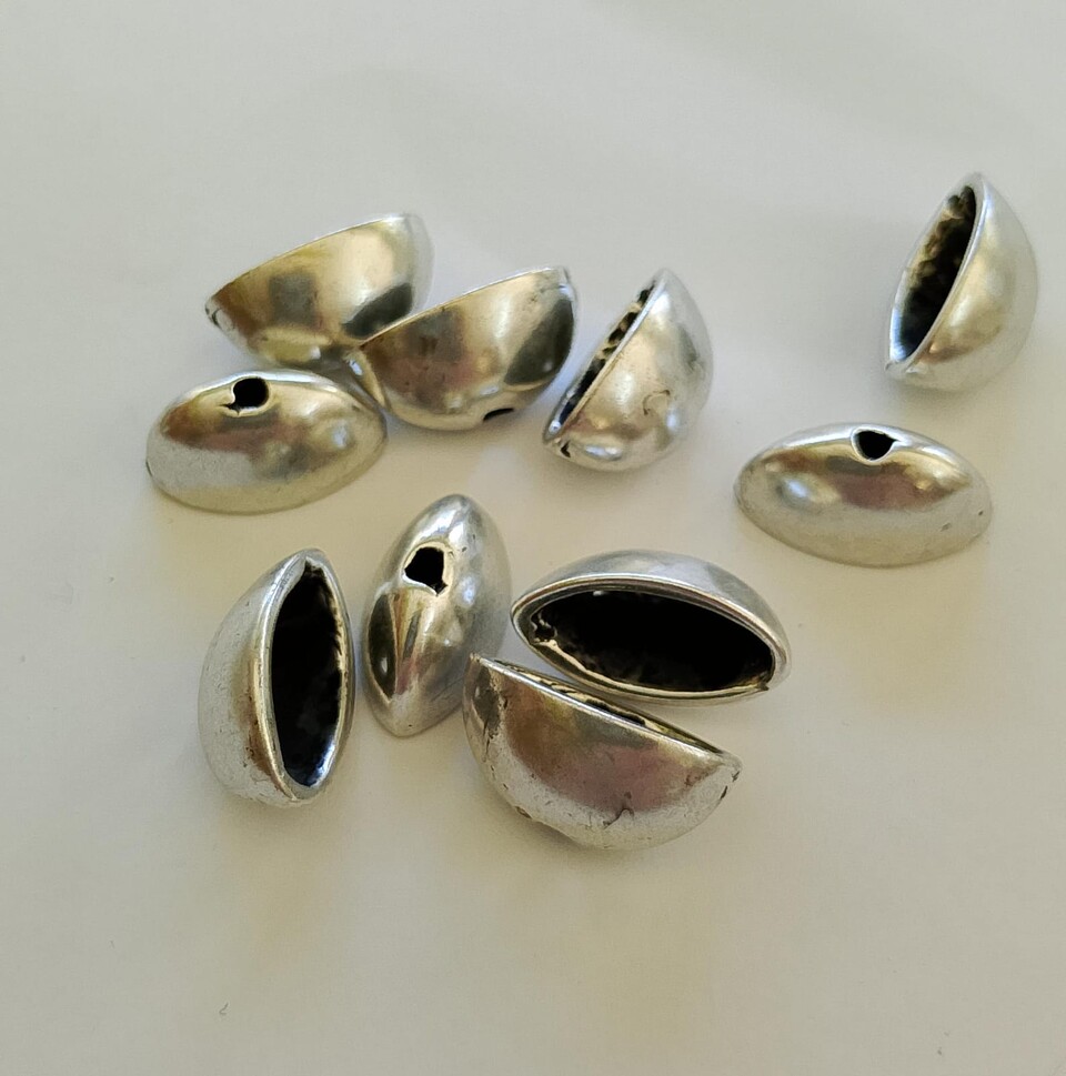 Coppetta ovale 16 mm colore argento Free Bigiotteria busta da 10pezzi