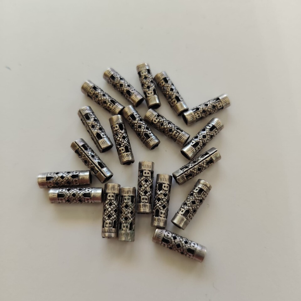 Rondella filigranata cilindrica argento antico mm23 nikolis group busta da 20 pezzi
