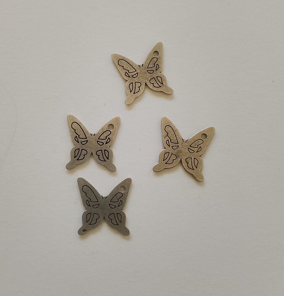 Ciondolo farfalla mm19 colore argento antica menoni busta da 10 pezzi