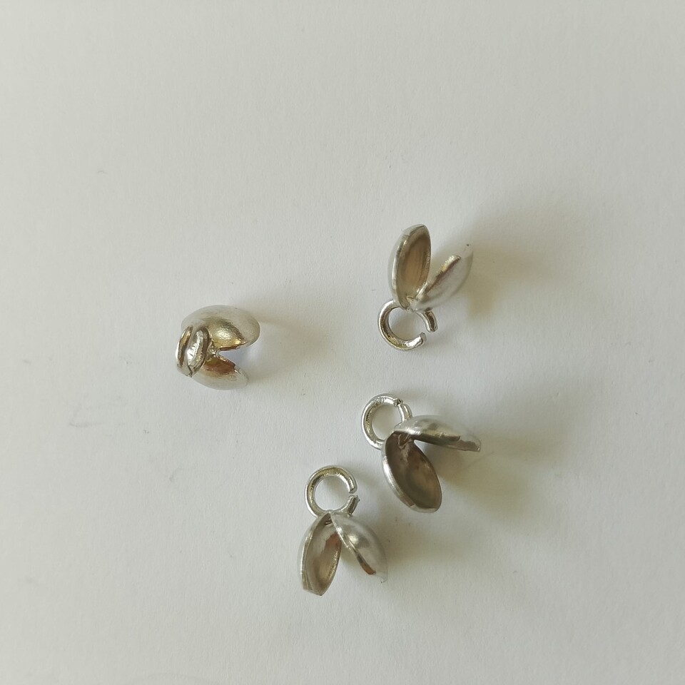 Terminale per cordini a coppetta con asola 7mm argento menoni busta da 4 pezzi