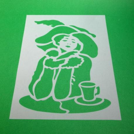 Stencil donna con cappello stamperia 21x29,7
