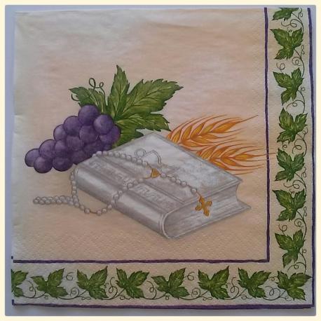 Tovagliolo vangelo uva e spighe arti e grafica busta da 2 pezzi 33 x 33 cm