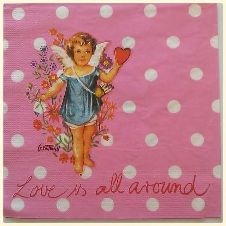 Tovagliolo angelo fiorucci rosa arti e grafica busta da 2 pezzi 33 x 33 cm