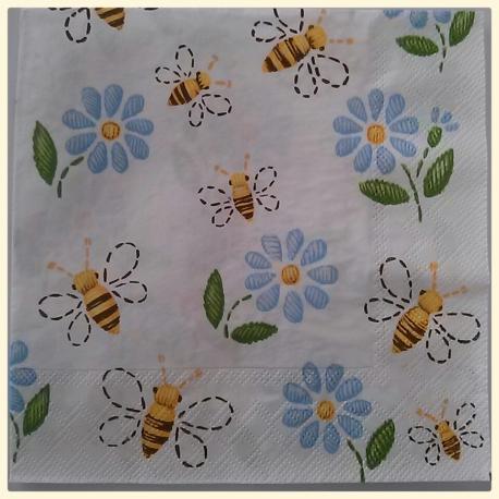 Tovagliolo api e fiori arti e grafica busta da 2 pezzi 33 x 33 cm