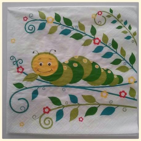 tovaglioli per decoupage animali  bruco arti e grafica busta da 2 pezzi 33 x 33 cm