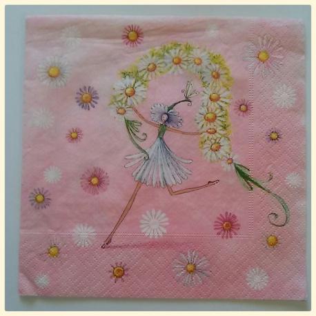 tovaglioli per decoupage fiori con fata arti e grafica busta da 2 pezzi 33 x 33 cm