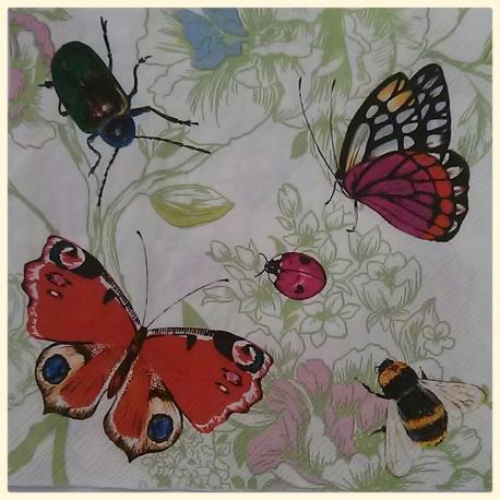 Tovagliolo per decoupage animali  farfalle ape coccinella e scarabeo arti e grafica busta da 2 pezzi 33x33