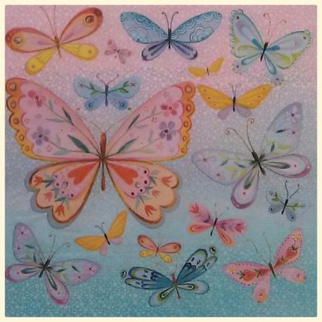 Tovaglioli per decoupage  farfalle varie arti e grafica busta da 2 pezzi 33x33 (cm)