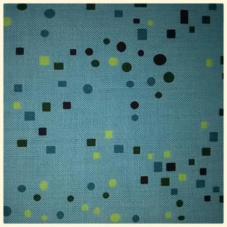 Tessuto americano celeste con pois e quadratini arti e grafica 50x55cm