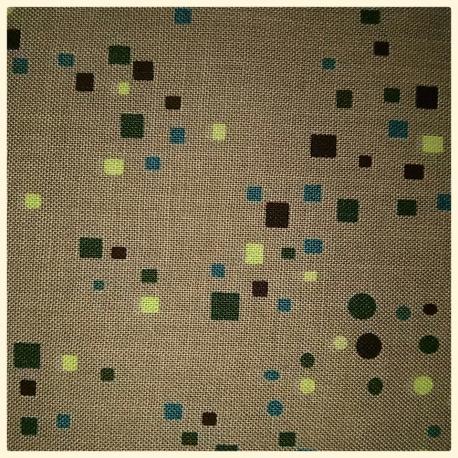 Tessuto americano tortora con pois e quadratini to.do 50x55cm