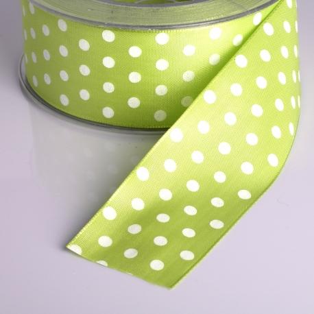Nastro verde con pois bianchi Goldina 40mm x 1 mt