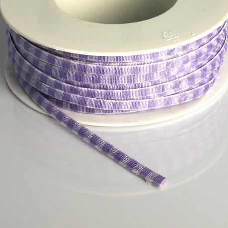 Nastro double face quadrucci bianco e viola Goldina 5 mm x 1mt