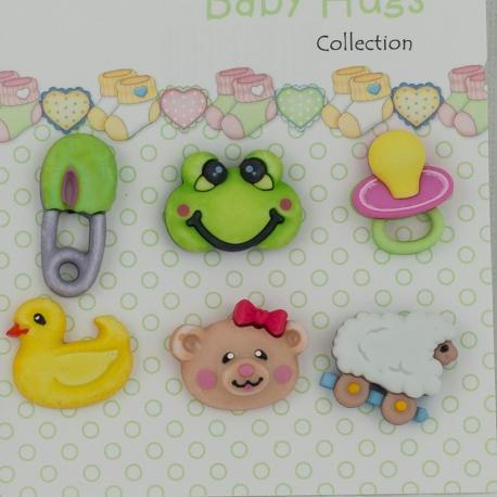 Bottoni decorativi in resina  fantasia bambini stafil busta da 6 pezzi 2 cm x 2 cm