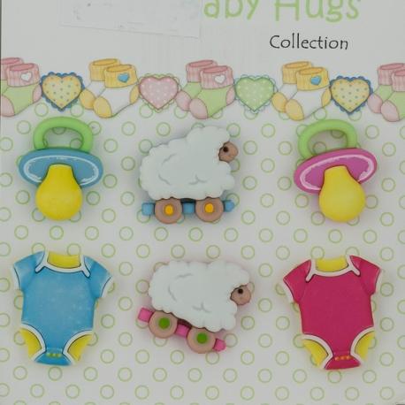 Bottoni decorativi in resina fantasia baby Stafil 6 pezzi 2cm x 1,5 cm
