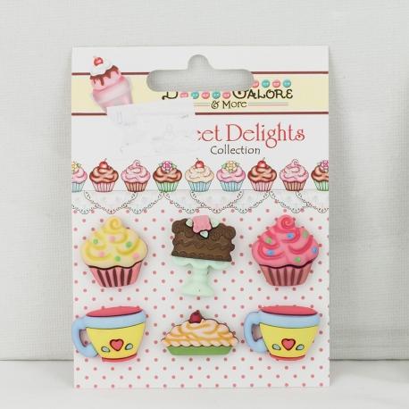 Bottoni decorativi  in resina dolci e tazze stafil busta da 6 pezzi 2 cm x 2 cm