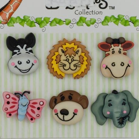 Bottoni decorativi in resina  animali stafil busta da 6 pezzi 2 cm x 2 cm