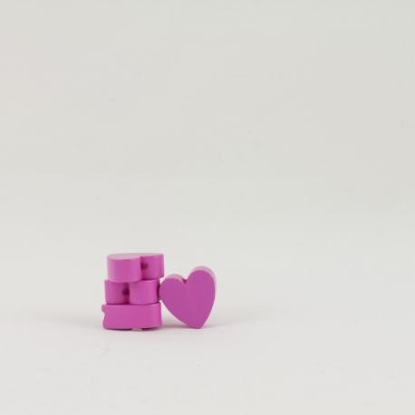 ciondolo cuore di legno con foro passante colore fucsia marianne hobby 20x20x8 mm