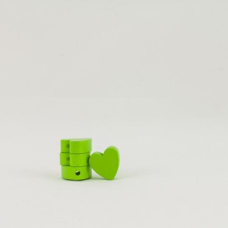 ciondolo cuore di legno con foro passante colore verde arti e grafica 20x20x8 mm