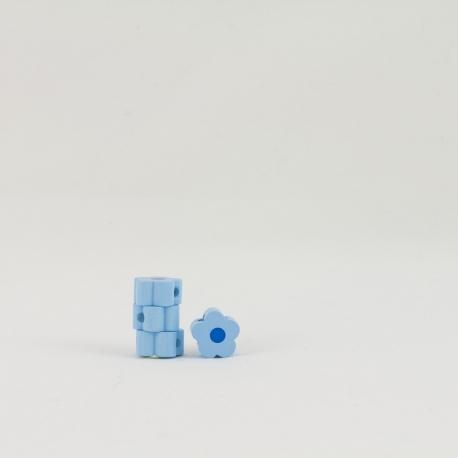 ciondolo fiore di legno con foro passante colore celeste e blu marianne hobby busta da 4 pezzi di 1.5 cm