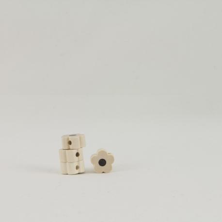 ciondolo fiore di legno con foro passante color legno e nero marianne hobby 1,5 cm