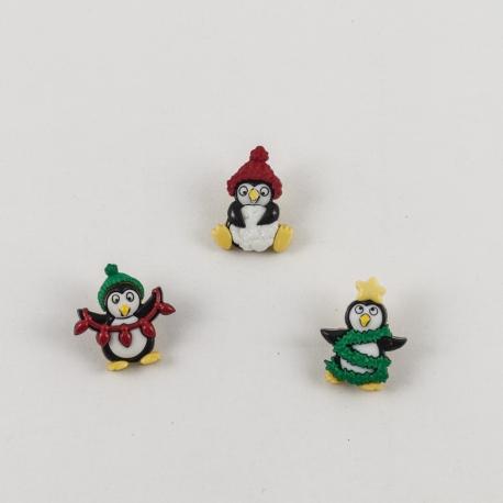 Bottoni decorativi pinguini natalizi arti e grafica 2cm