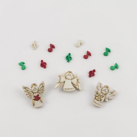 Bottoni decorativi angeli con note e chiavi di violino marianne hobby 2.5cm