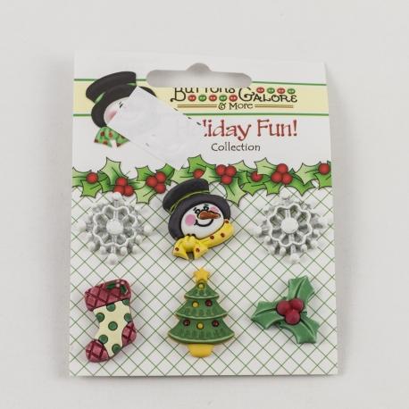 Bottoni decorativi albero di natale, pupazzo di neve, fiocchi di neve, calza, pungitopo arti e grafica 3cm
